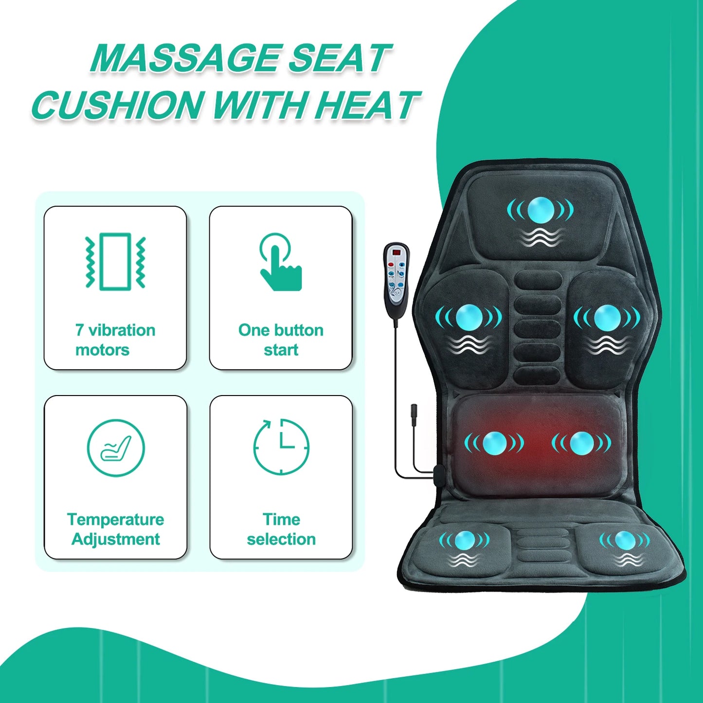 Vibration Back Massager Seat Cushion with Heat,Massage Chair Pad,Chair Massager for Pain Relief at Office/Home,Gifts for Parents