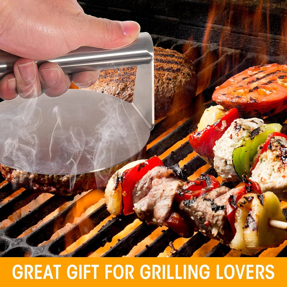 Hamburger Meat Press 430 Stainless Steel Circular Square Burger Meat Press Kitchen Tool Non-Stick Meat Press Plate