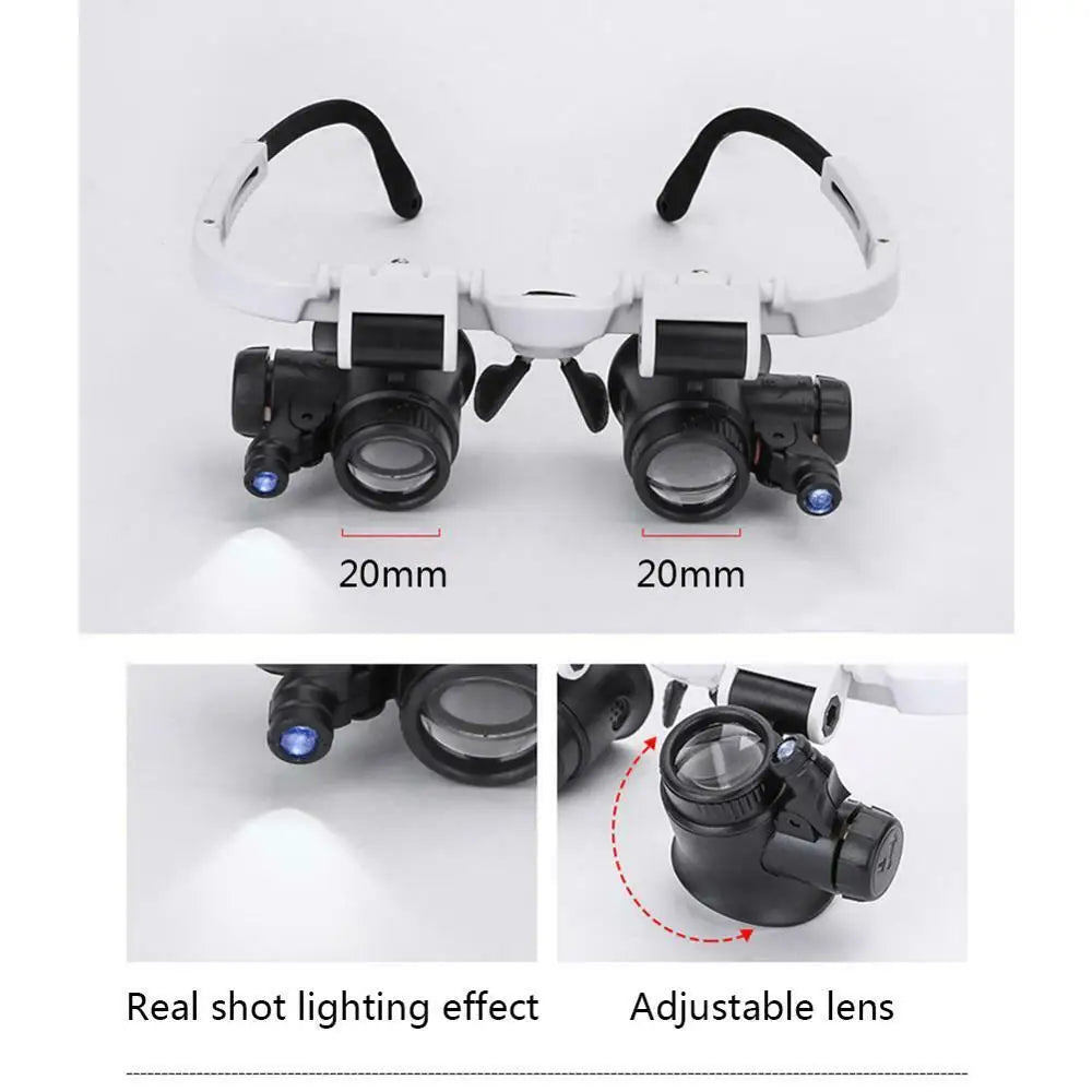 8X 15X 23X Adjustable Dual Polished Crystal Acrylic Lens Jewelry Watch Repair Magnifier Glass Head Eye Loupe Measurement Tools
