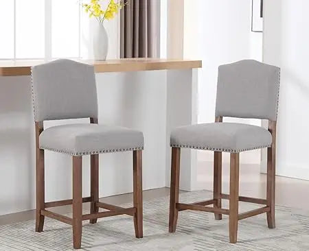 Rattan Farmhouse Bar Stools Set Of Two Upholstered