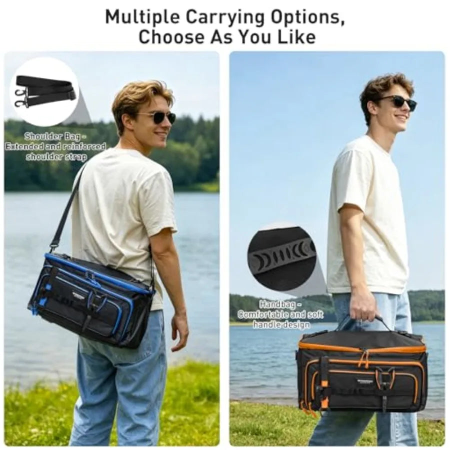 Fishing Tackle Bag with 20PCS Clear Bait Bags for Soft Plastic Baits Storage, Waterproof 3600 Tackle Box Bag Organizer for Fish