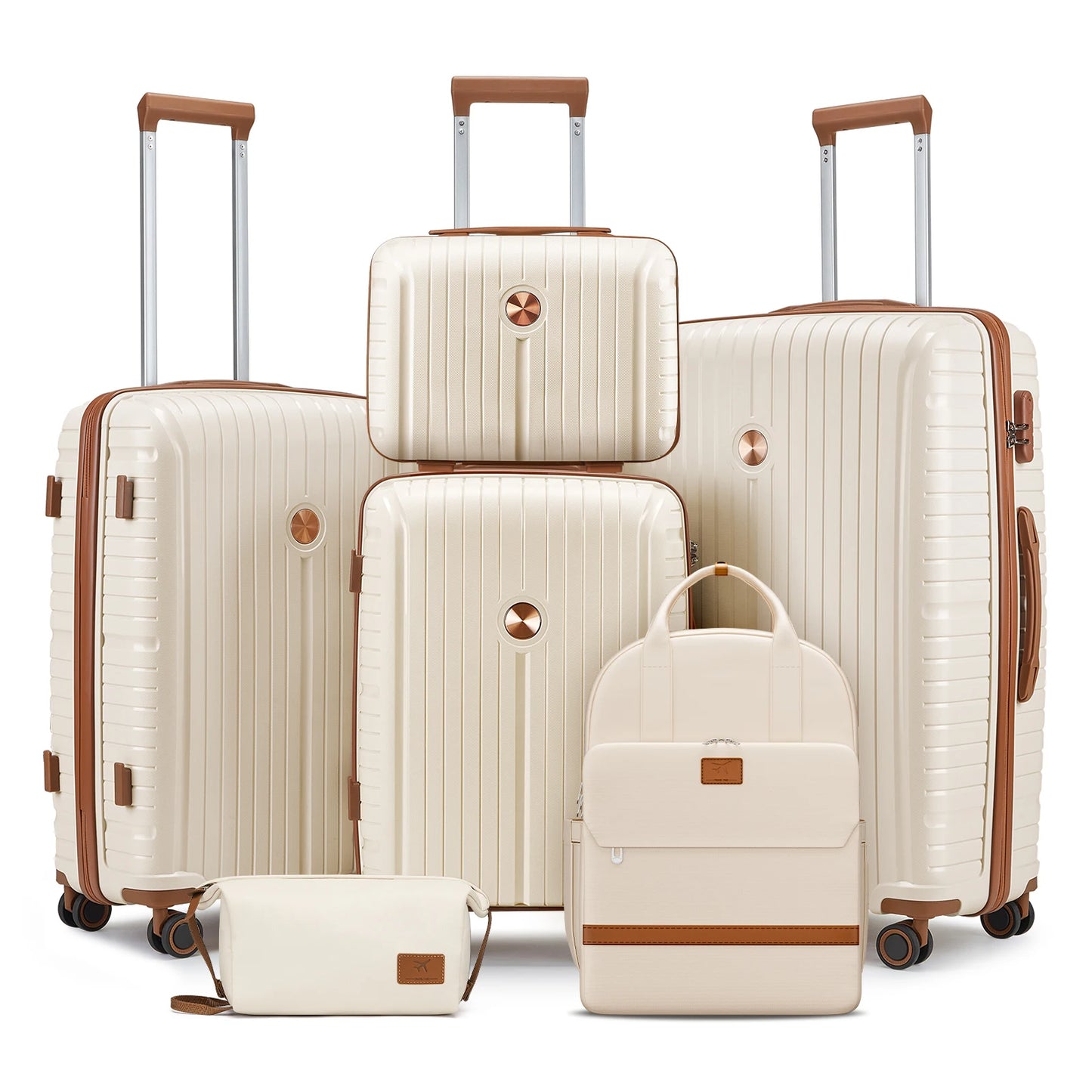 Travel Luggage Set, PP Hard Shell Lightweight Durable Suitcase with Backpack and Small Toiletry Bag, TSA Lock, Spinner Wheels