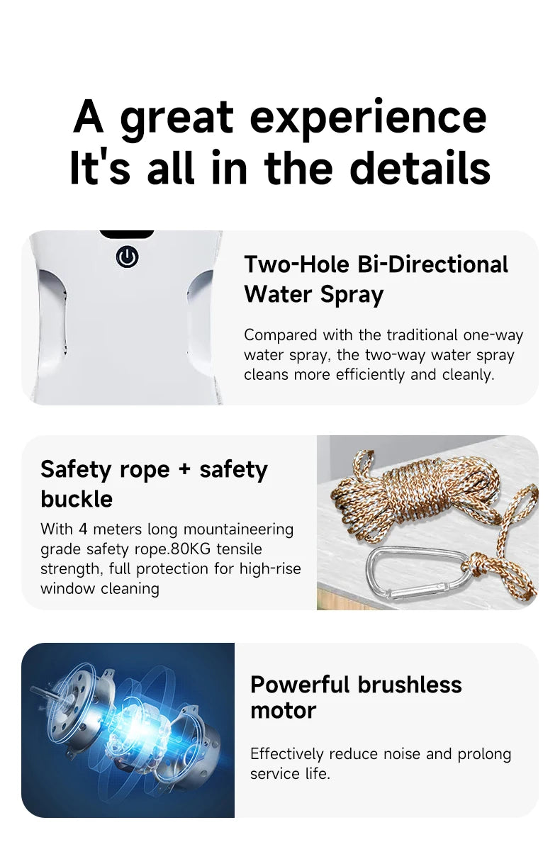 Two-way spray window cleaner machine man automatic electric large suction household high-rise glass window cleaner machine man