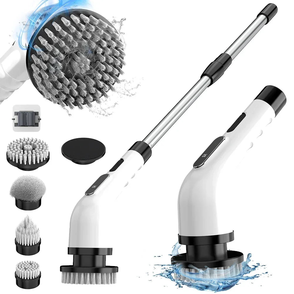 9-in-1 Cordless Electric Cleaning Brush, Rotating Scrubber Multifunctional Household Cleaner for Kitchen, Bathroom & Floor