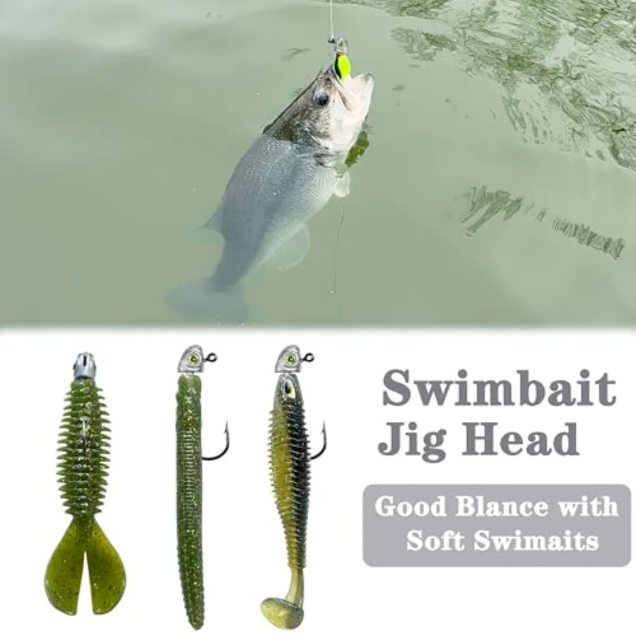 Swimbait Jig Heads Fishing Jigs Swim Bait Jighead with Two Bait Keepers and 3D Eyes 1/8 3/16 1/4 3/8 1/2oz Jigheads Freshwater