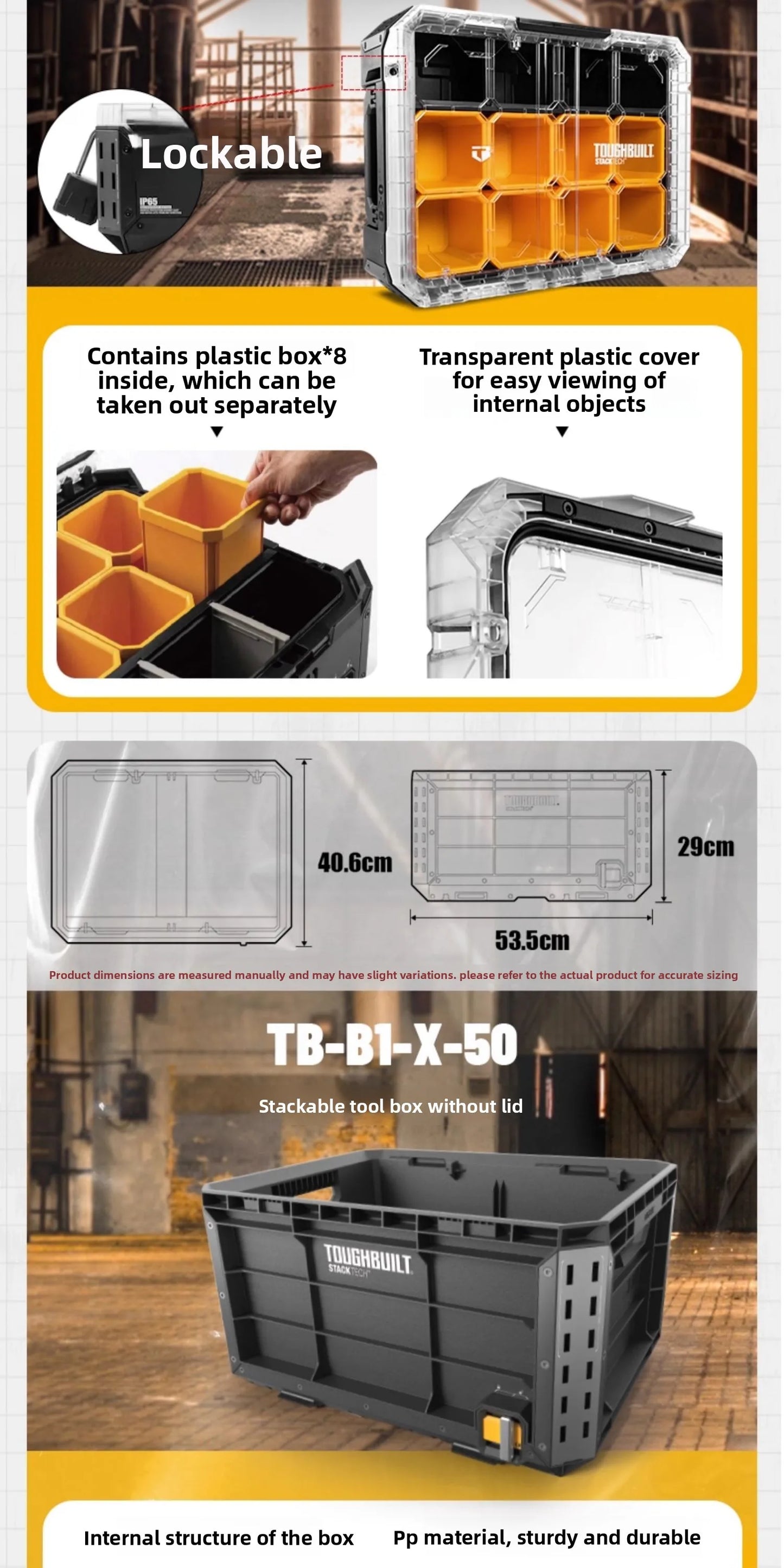 New Design TOUGHBUILT All-in-One Tool Box, Waterproof Stackable Rolling Storage Case for Electrician, Camping, Vehicle & Repair
