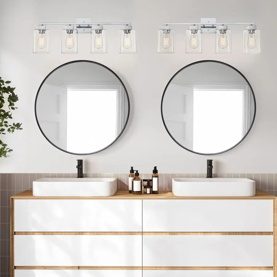 4 Light Bathroom Vanity Light Chrome Bathroom Light Fixtures Square Design amp UL Certification, 26 inch Square Bath Room Lights