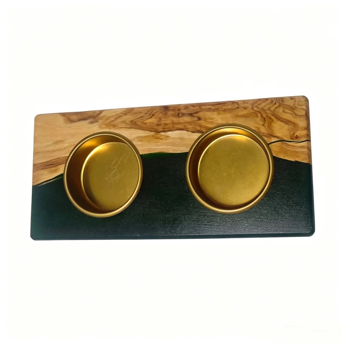 Epoxy Resin and Olive Wooden Candle Holder for Wedding Party Dinner Square Candle Stand Tealight Holder Shabbat Candle Holders