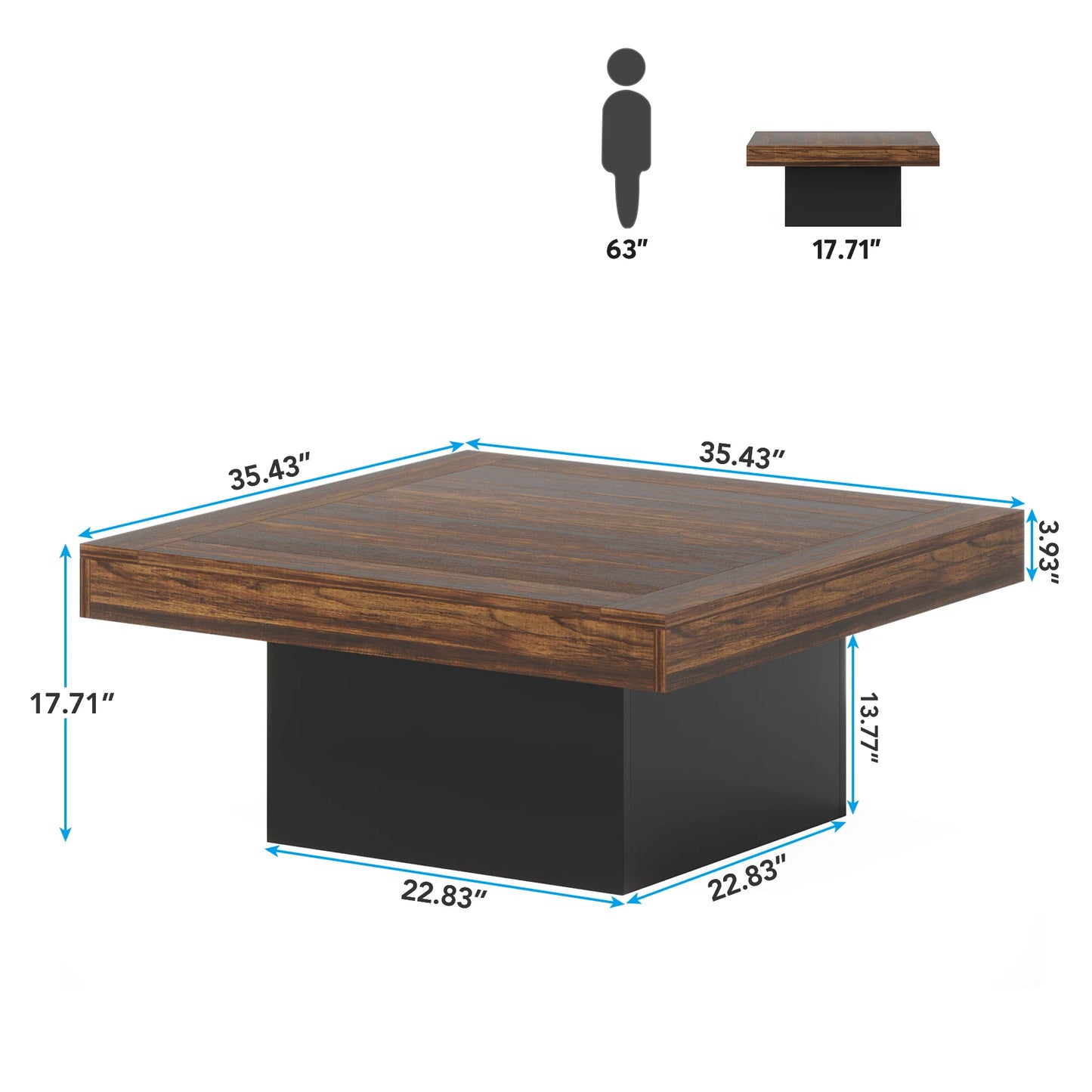 Tribesigns Square LED Coffee Table With Engineered Wood