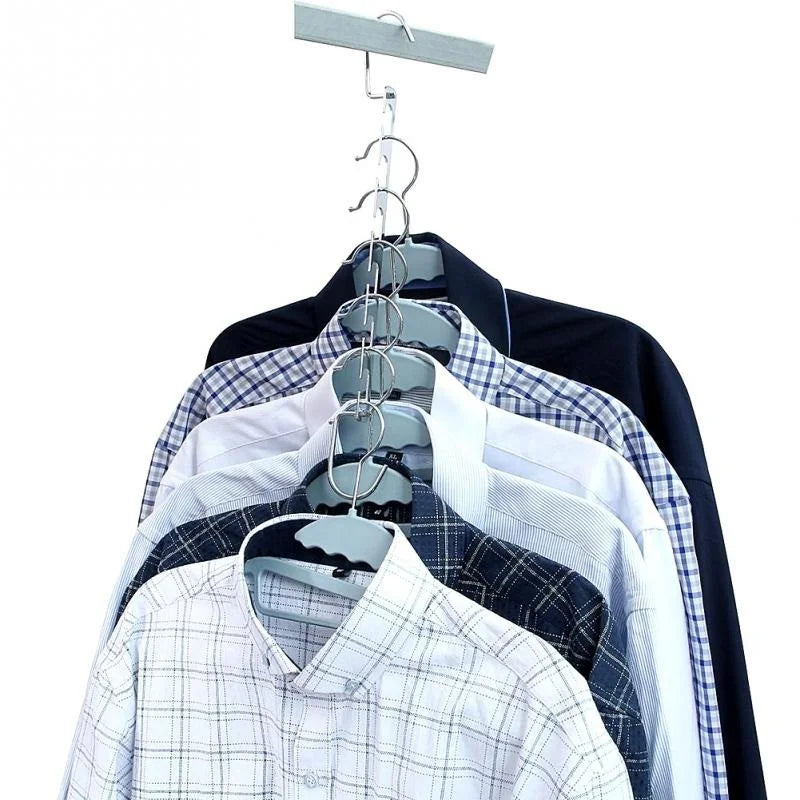37cm Multifunctional Space Saving Metal Hangers with Hook 6 Hole Clothing Wardrobe Organizer Iron Clothes Coat Hanger 1pcs