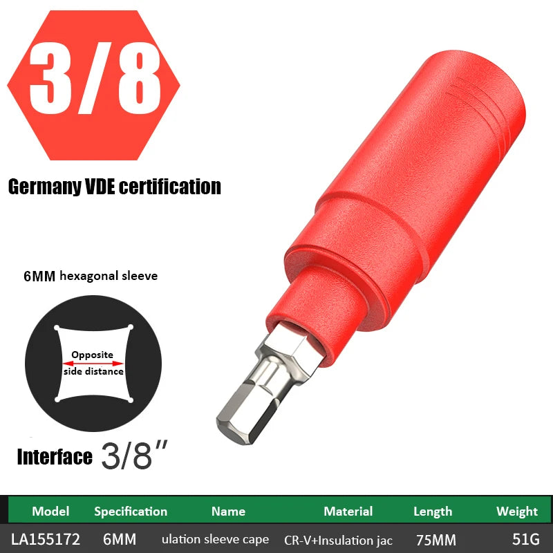 LAOA insulated ratchet wrench socket for new energy vehicle maintenance, 3/8-inch hexagonal socket quick wrench