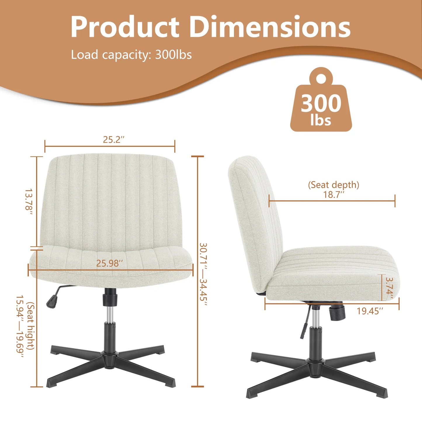 JHK Cross Legged Office Chair With Rocking Adjustable Swivel