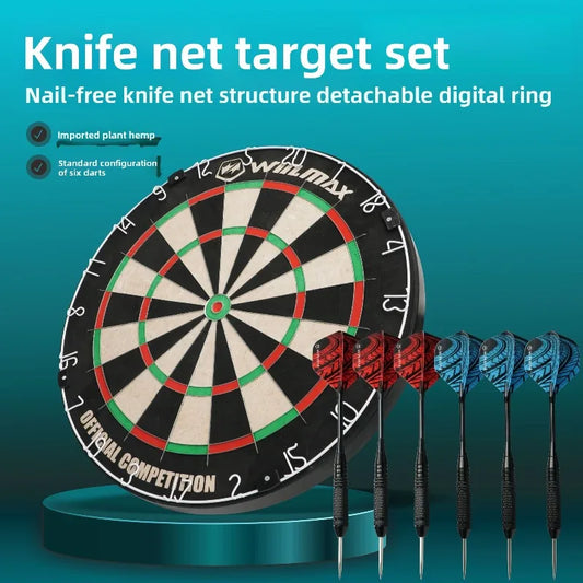 18 inch self-healing dart set with sword and hemp knife net design, nail free bullseye dart set, with 6 hanging dart boards