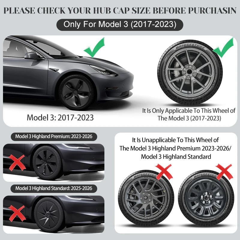 4PCS 18 Inch HubCap for Tesla Model 3 2017-2023 Arachnid Style Automobile Hubcap Replacement Wheels Cover Full Rim Accessorie