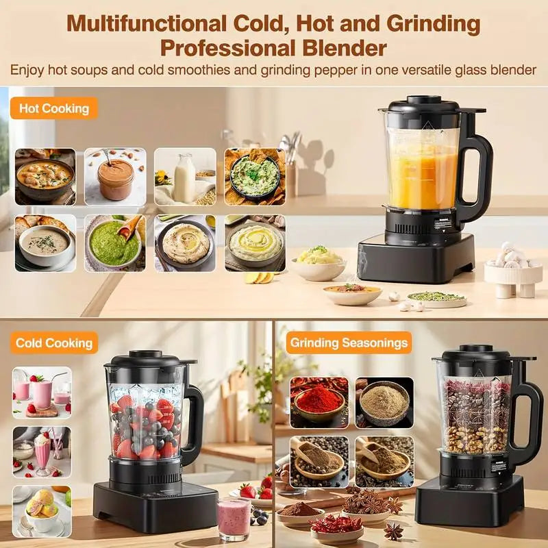PRASKY 2400W Heating Blender 25000 RPM Heavy Duty Auto Clean Professional Blender For Smoothies Soups 55oz Glass Jar&A To-Go Cup