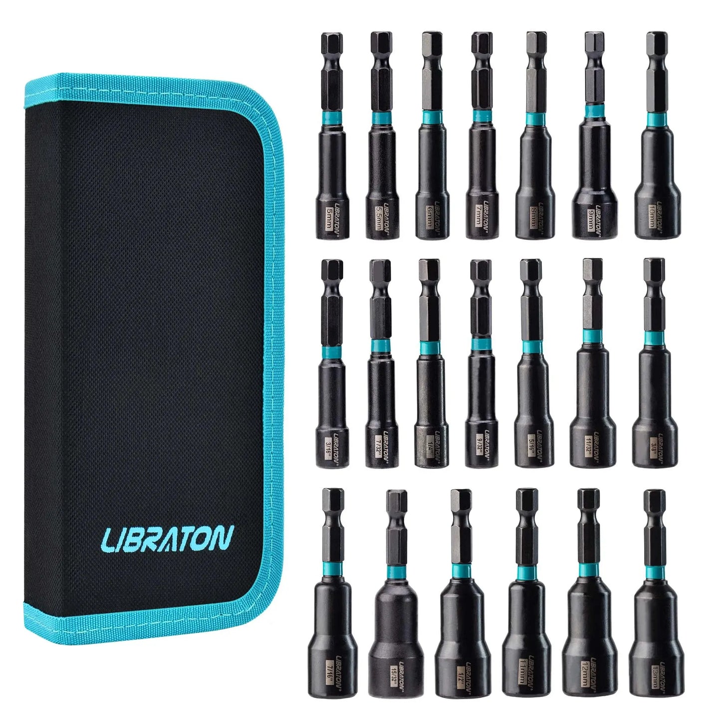20PCS Magnetic Nut Driver Set, Impact Drill Driver Bit Set 1/4" Metric and SAE Nut Driver with Storage Bag Nut Drivers