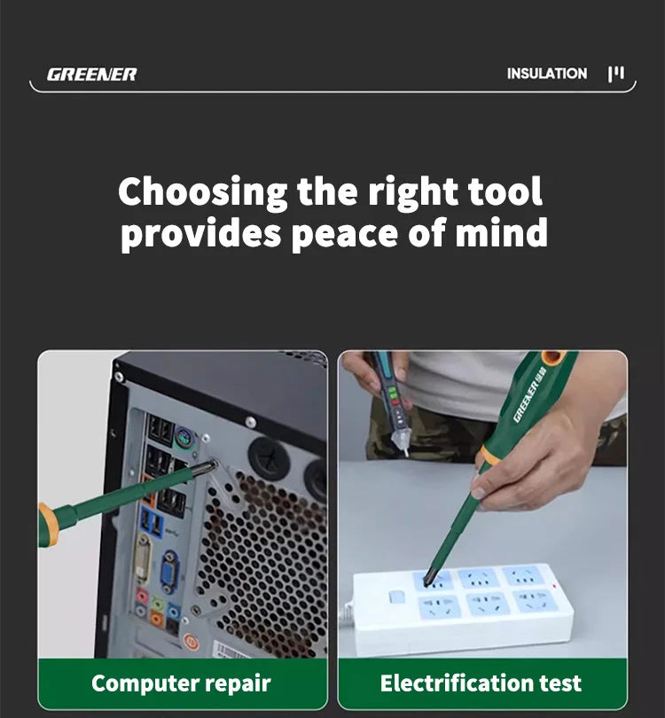 GREENERY Insulated Electrician Screwdriver Current-Isolate Phillips Flat Driver Magnetic Slotted Cross Screwdrivers for Repair