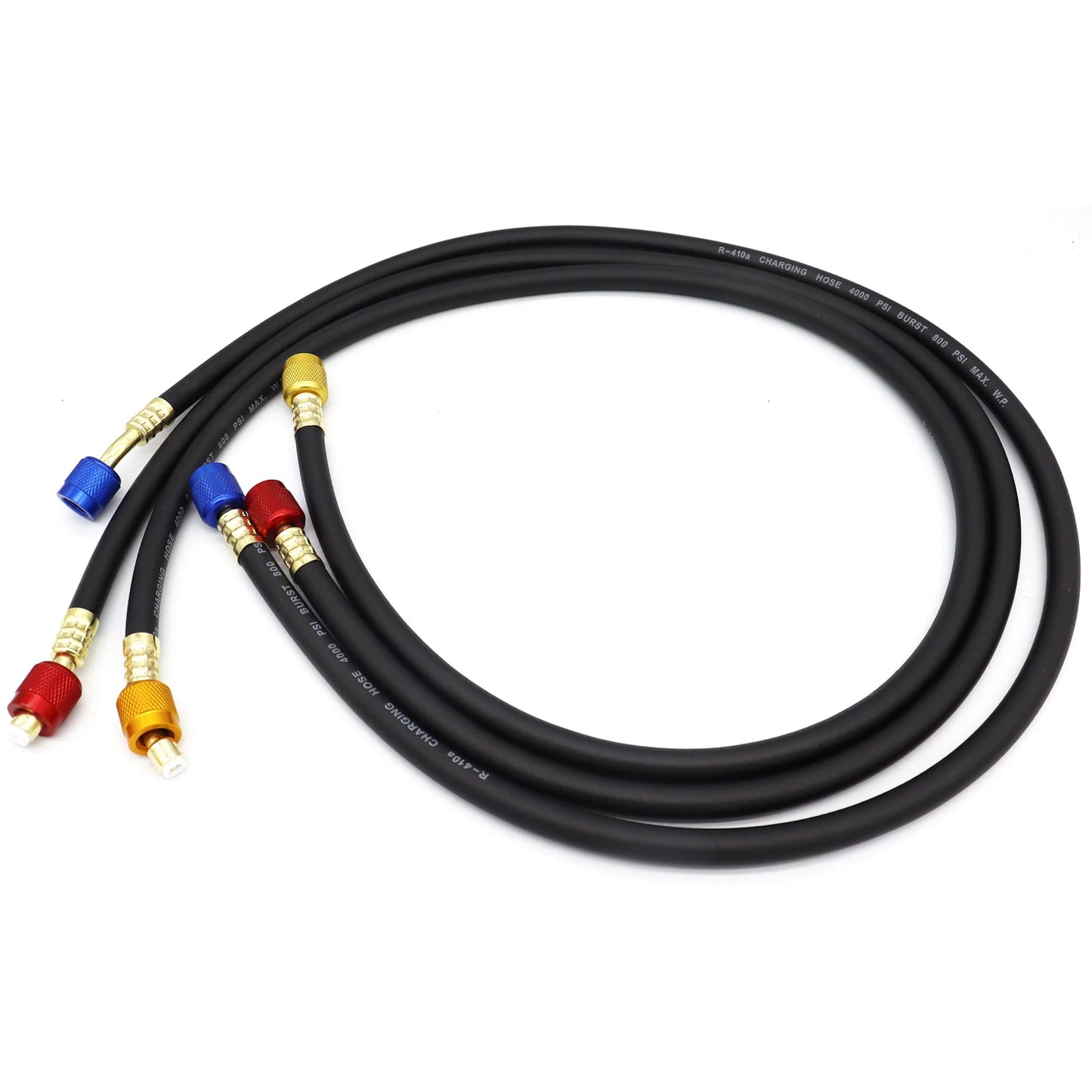 3PCS R410 Refrigerant AC Charging Hose 800-4000 PSI Working Pressure Fit HVAC Air Condition R134a R32 Refrigerant Manifold Gauge