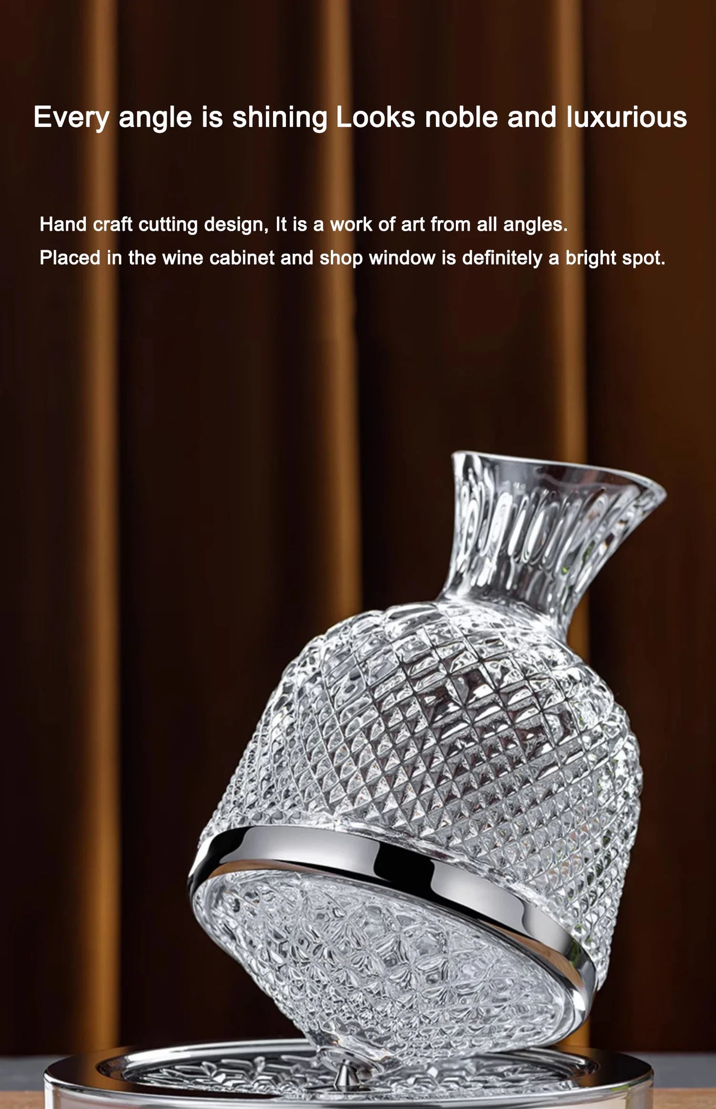 Spinning Crystal Red Wine Decanter, 360 ° Rotating Decanters, Lead-free Glass, Wine Accessories, 1500ml