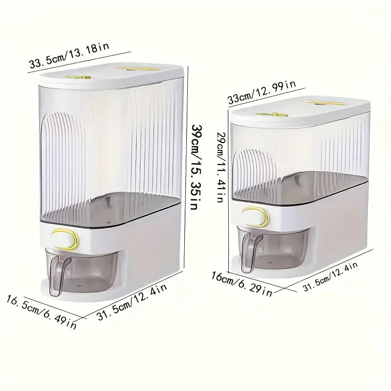 Rice Pantry Dispenser With Measuring Cup And Time Markings