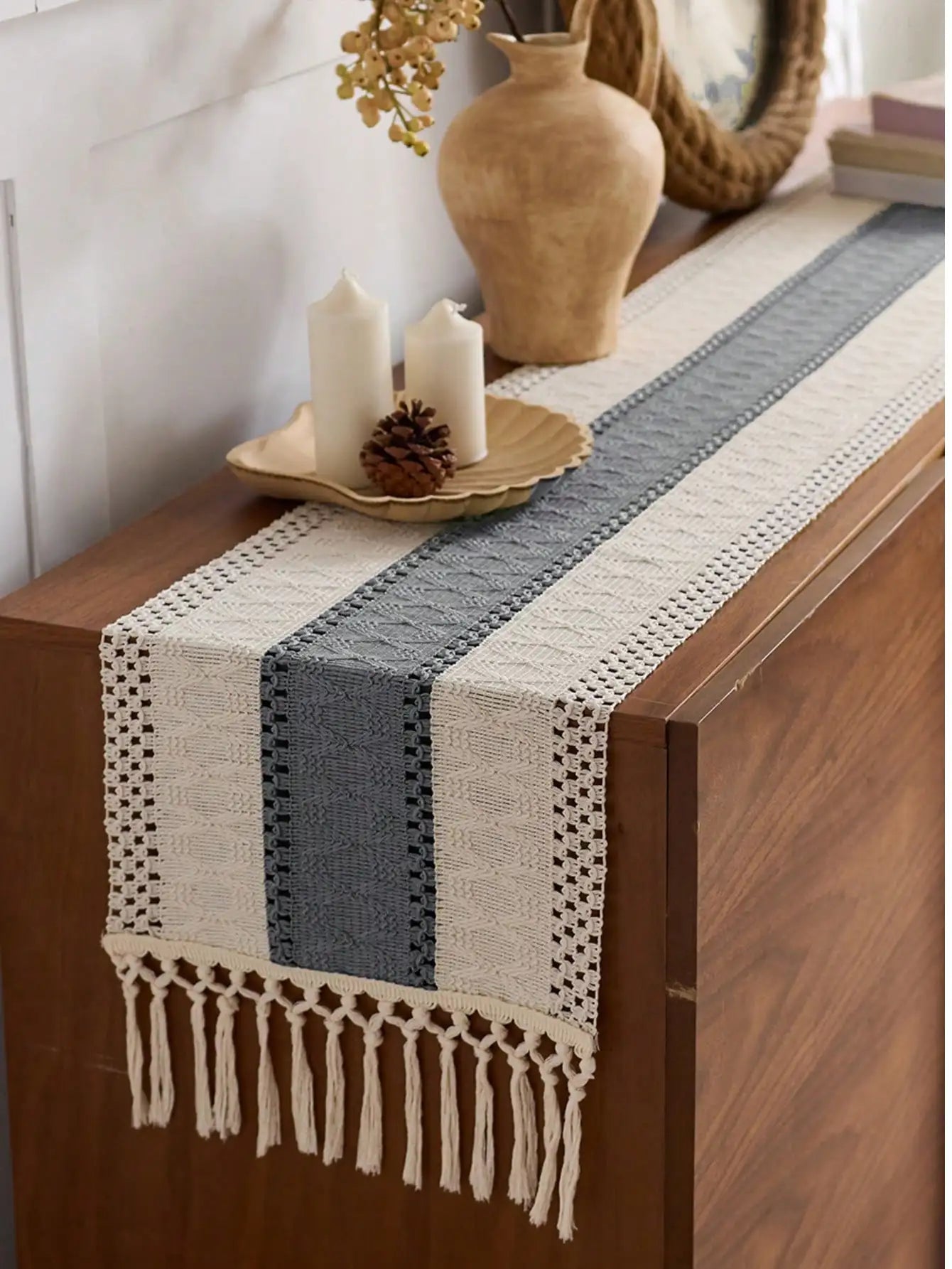 Contemporary Bohemian Rustic Table Runner For Home Decor