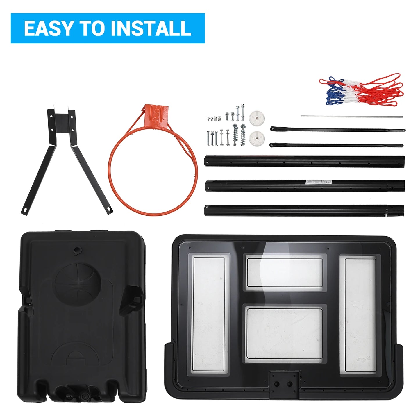 Portable Adjustable Outdoor Basketball Hoop With Durable Steel Frame