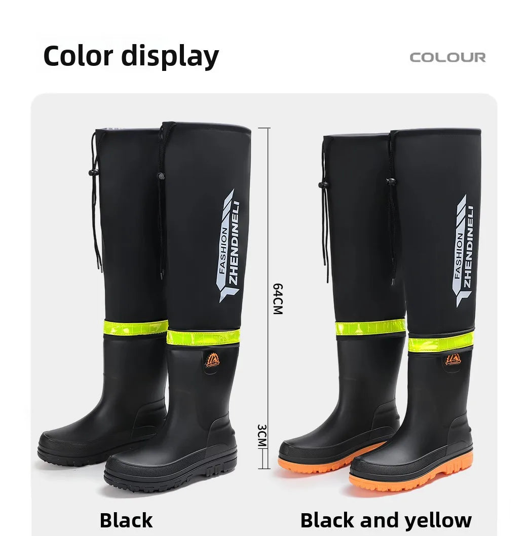 Foldable outdoor high-top rain boots men's lure waterproof anti-slip lure fishing wading boots rice transplanting stream tracing