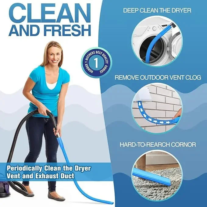 HOMEFISH Dryer Vent Vacuum Cleaner Kit, Flexible Hose Duct Cleaning Attachment, Universal Lint Remover for Home Appliance Ventil