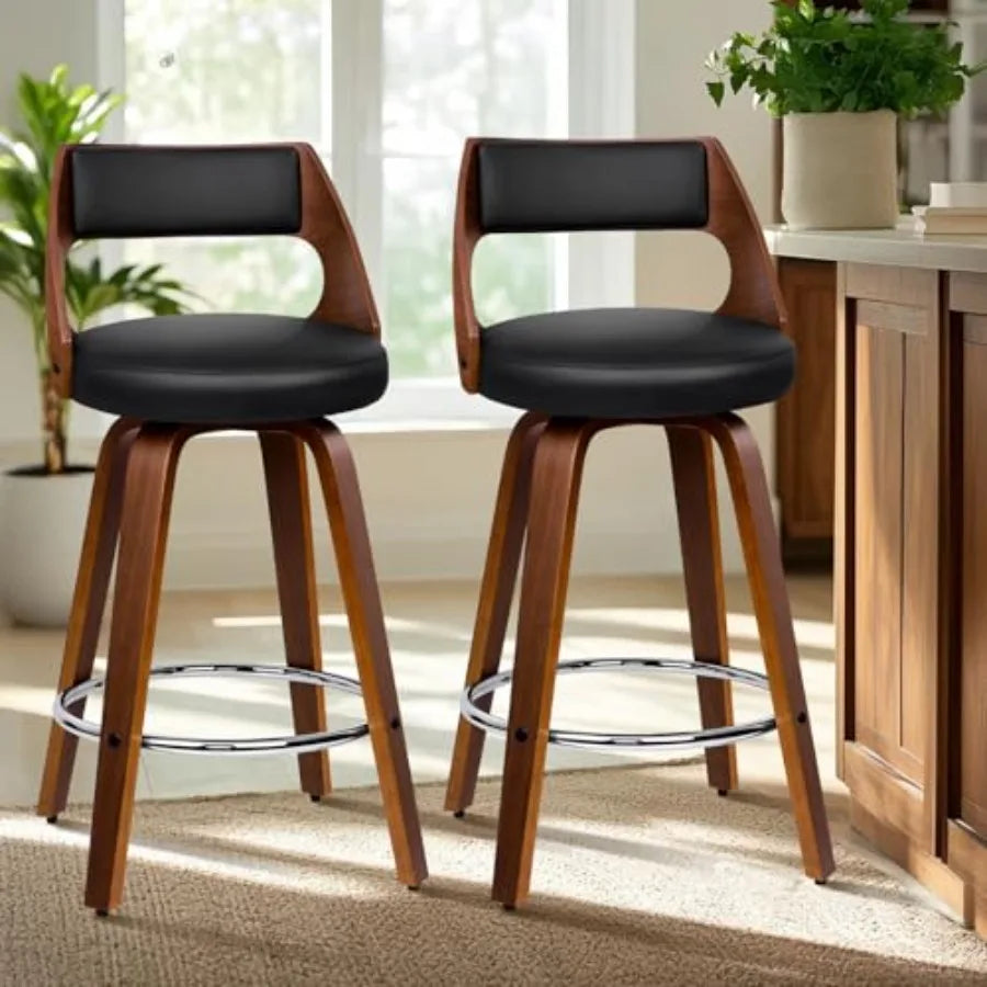 Counter Height Swivel Bar Stools With PU Leather Upholstery