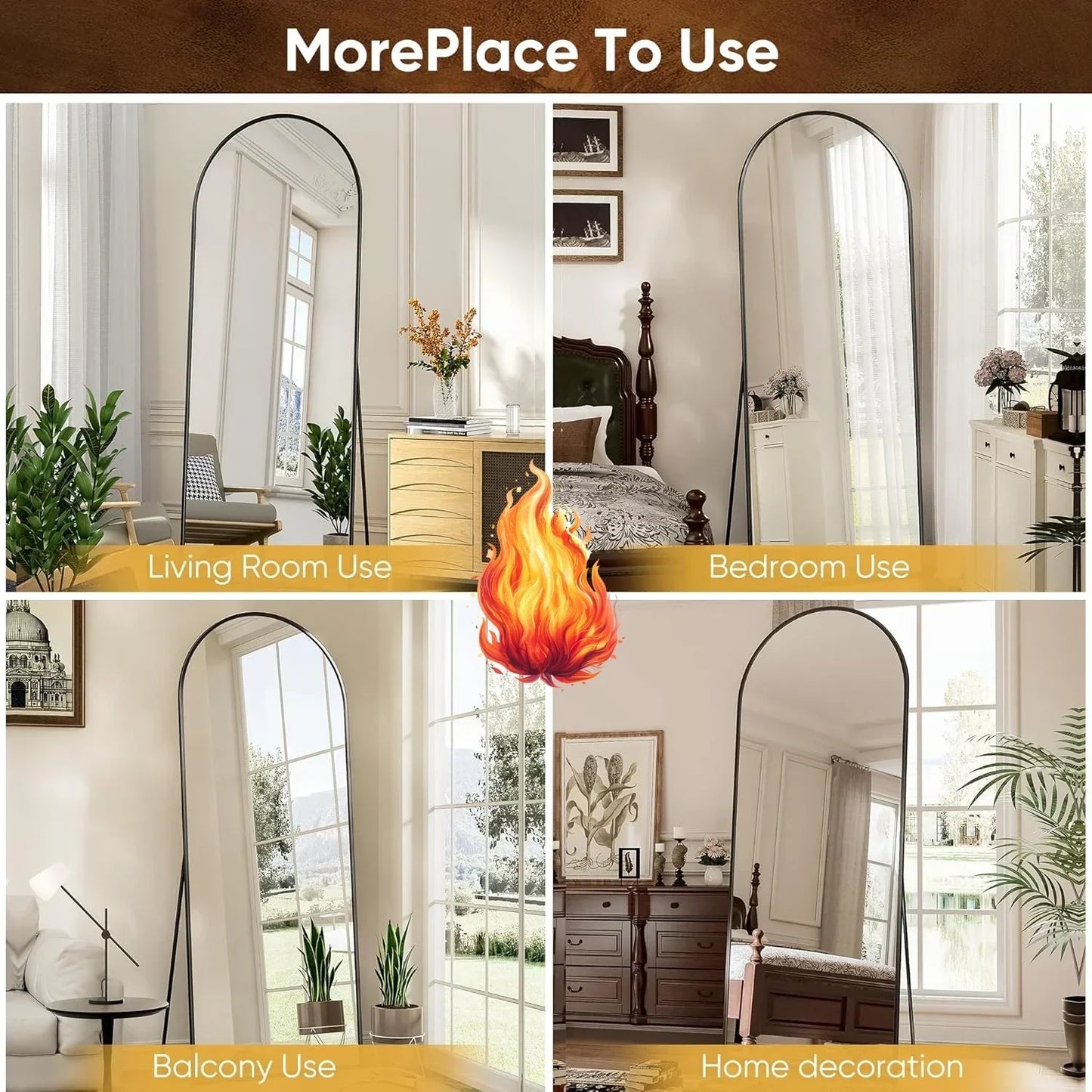 Full Length Mirror, 71"x28" Floor Mirror, Arched Floor Standing Freestanding Arch Full Body Mirrors with Stand for Bedroom