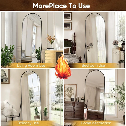 Full Length Mirror, 71"x28" Floor Mirror, Arched Floor Standing Freestanding Arch Full Body Mirrors with Stand for Bedroom