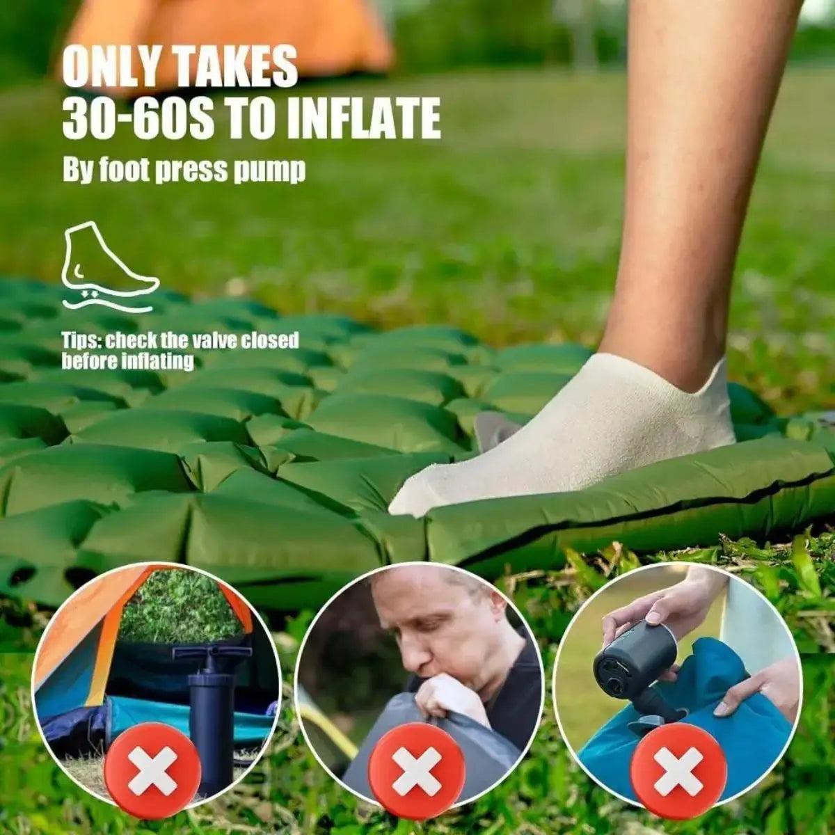 Outdoor camping sleeping mat, ultra-lightweight and portable, foldable inflatable mattress