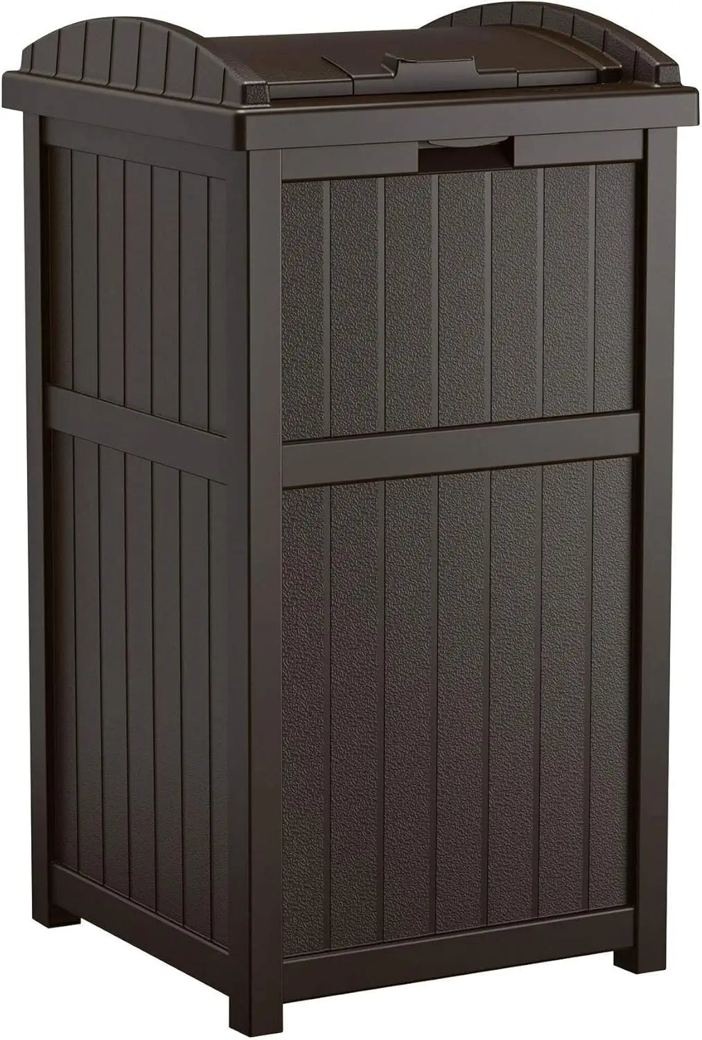 Suncast 30 Gallon Outdoor Trash Hideaway Resin Refuse Container Lid Cyberspace Concealed Waste Storage Patio Backyard Garden