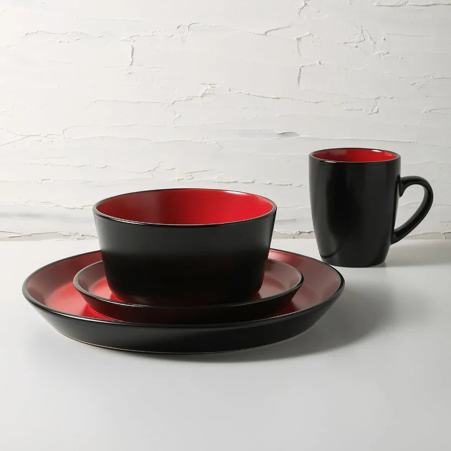 Stoneware Dinnerware Set for Eight Plates and Bowls
