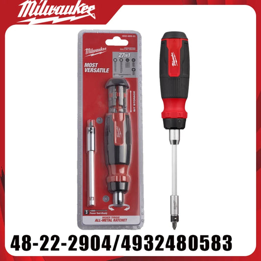 Milwaukee 27-in-1 Ratchet Screwdriver 48-22-2904/4932480583 All-Metal High Torque Multi-Bit with Extension & Storage