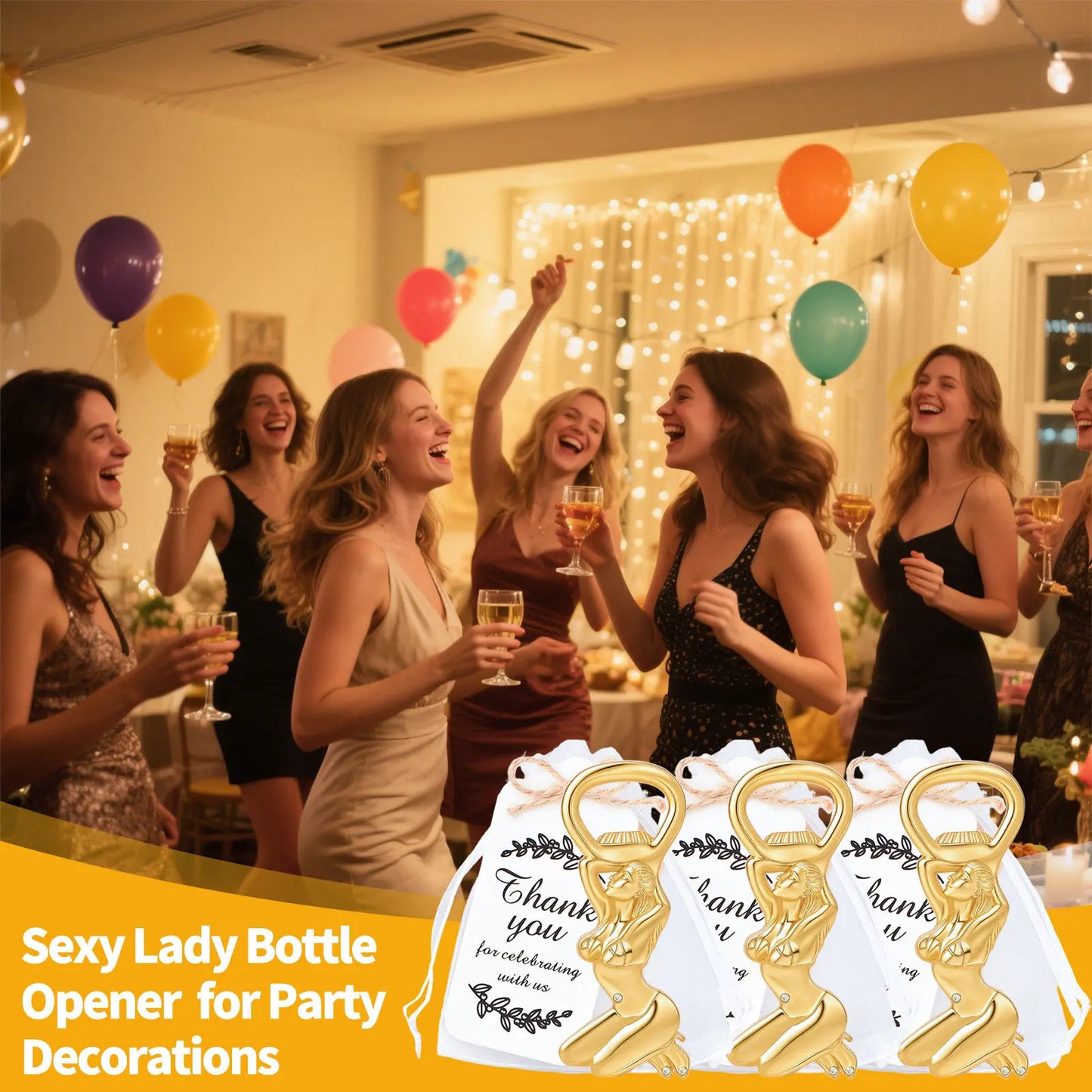 1Pc golden beautiful woman bottle opener, sexy bikini beautiful woman with diamond beer bottle opener, holiday party event bachelor party bar supplies