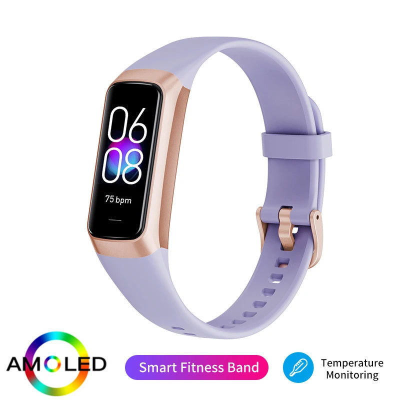 LIGE Amoled Smart Watch Band Women Heart Rate Blood Waterproof Fitness Tracker