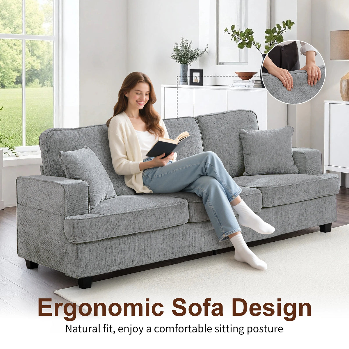 Premium Cloud Chenille Sofa For Elegant Living Room Style