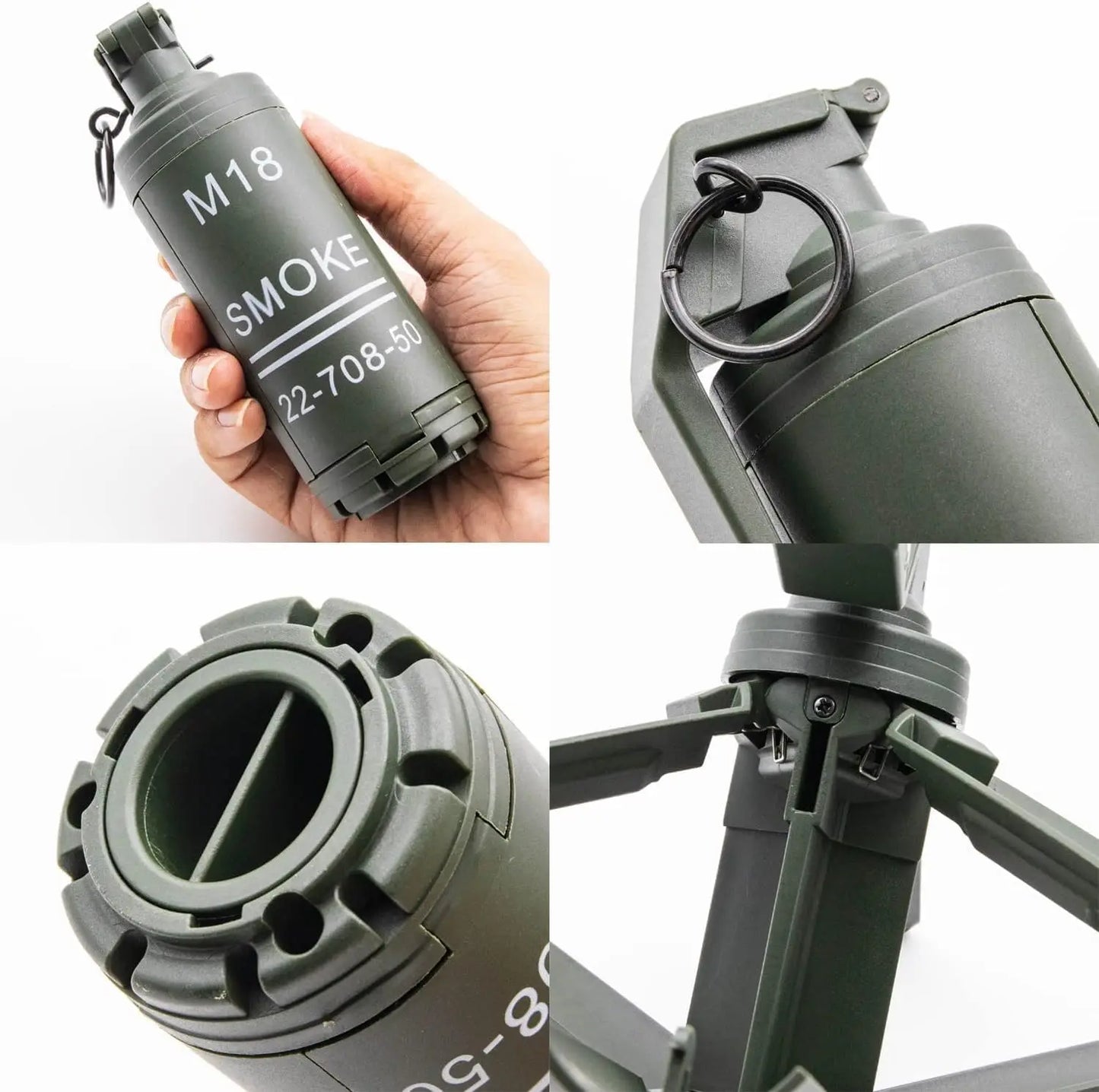 M18 Airsoft Grenade Toys 2Pcs Toy Hand Grenades Plastic CS Battle Game Tactical CS Grenade Pull Ring Toys Role Play Model Prop for Age 14+