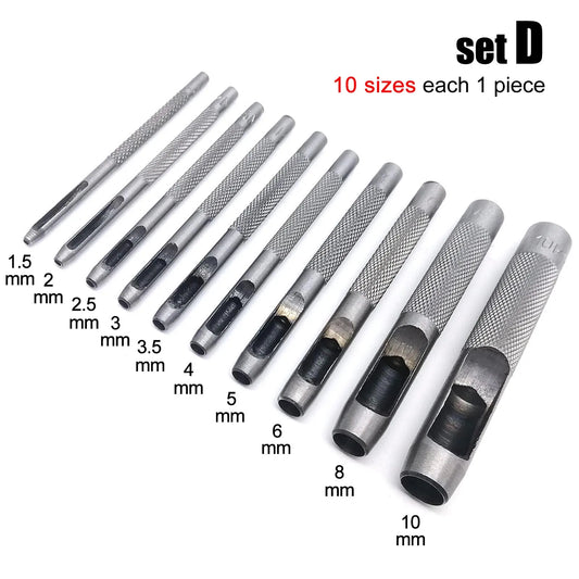 Round Hole Punch Set For Leathercraft Gaskets And Bags