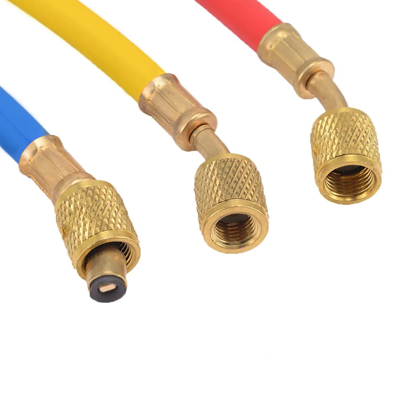 R134A R22 R12 1/4" SAE Charging Hoses and Ball Valve Set for AC HVAC Maintenance Air Condition Refrigeration Charging Tool
