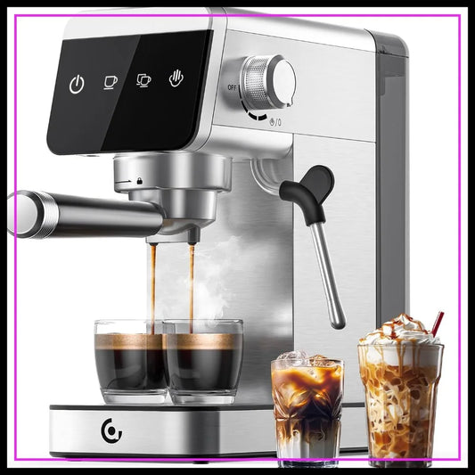 Espresso Coffee Machine 20 Bar Pressure System LED Touch Screen Compact Design 41oz Water Tank for Home & Office