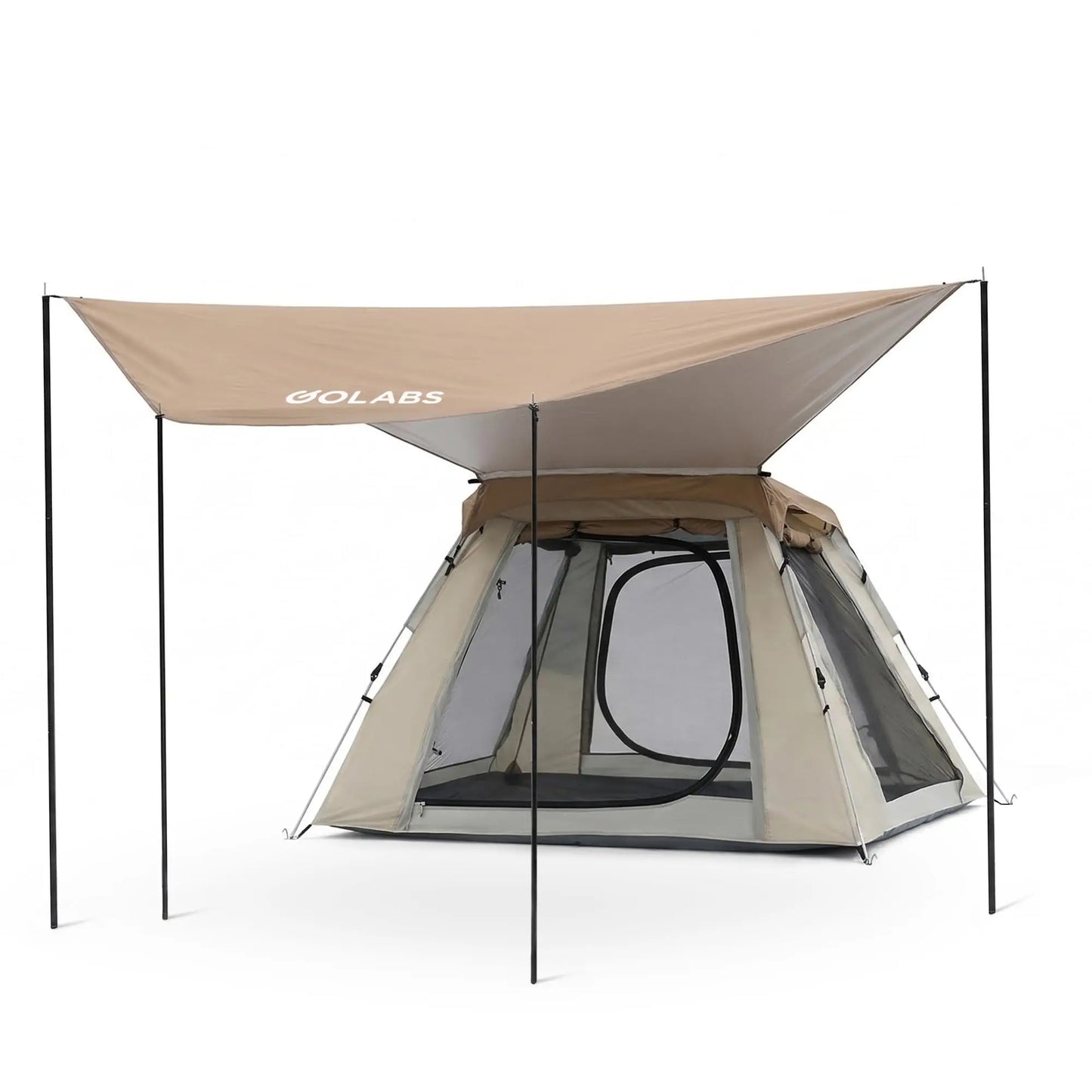 Pop Up Camping Tent for 2/3/4 Person, 1-Min Setup by Pre-Attached Pole, 4 Side Mesh& Door for View/Airflow, CT2 Instant Canopy Tent with PU1500mm Waterproof, for Outdoor/Camping/Music Festivals