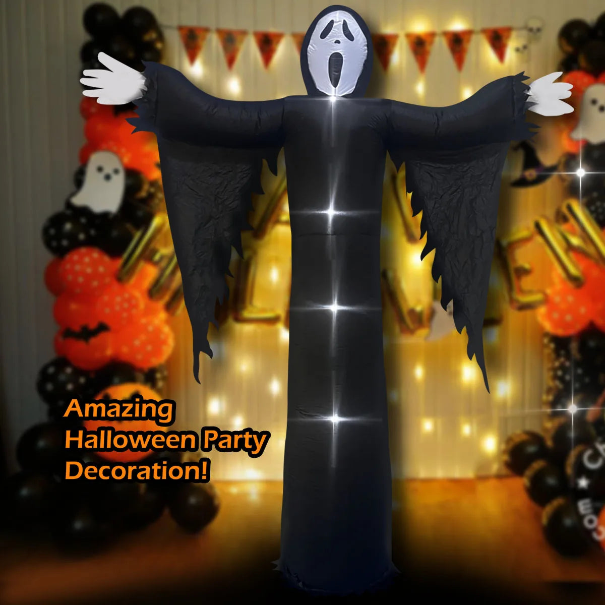 Halloween Inflatable Ghost Pumpkin Black Cat Spider Decoration with LED Lights for Home Yard Lawn Indoor and Outdoor Decoration