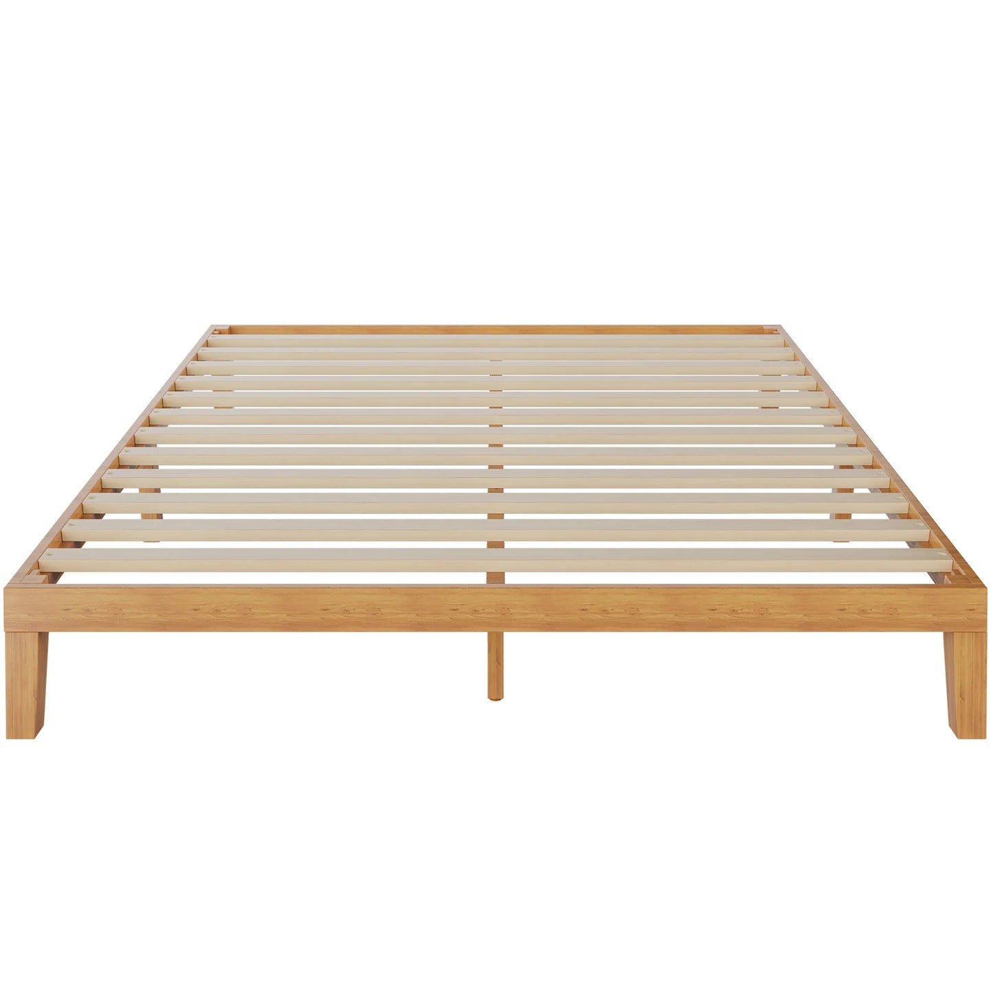 MCQ 14 Inch Thick Solid Wood Bed Frame 700 lbs Capacity Platform Bedframe with Wooden Slats Support Noise-Free No Box Spring Needed Easy Assembly
