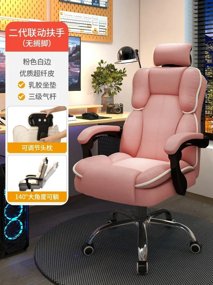 Pink Gaming Chair for Girl Gamer Ergonomic Computer Desk Chair Lumbar Support Comfortable Long Time Sitting Streaming Office