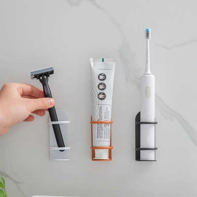 Traceless Wall-Mounted Electric Toothbrush Holder Punch-free Razor Circular Holders Storage Shelf bathroom Toothbrush Organizer