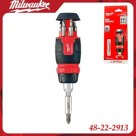 Milwaukee 48-22-2913 8-in-1 Multi-Bit Screwdriver Heavy-Duty Ratcheting Tool for Contractors & DIY Repairs