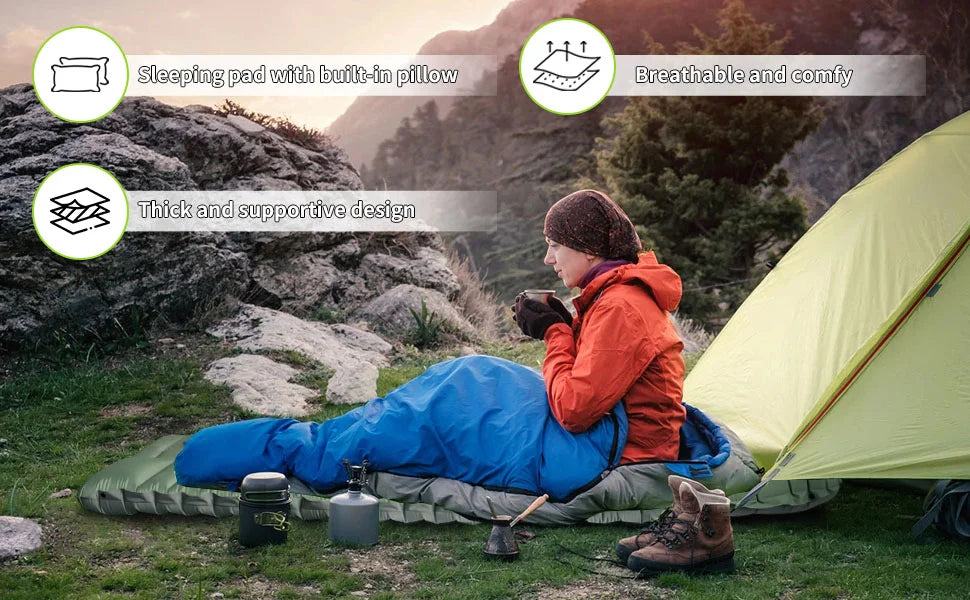 Camping Sleeping Pad Mat Inflatable, Ultralight Compact Camping Mattress, Outdoor Waterproof Sleep Pad for Backpacking Hiking