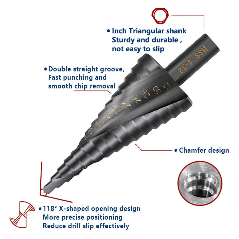 XCAN Step Drill Bit Metal Drill 4-12/20/32mm 6-30mm HSS Cobalt Step Cone Drill Bit Set Wood/Metal Hole Cutter Drilling Tool